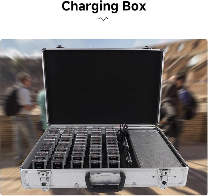 Retekess T130U Audio Tour Guide System, U-Band Digital Mode, 60-Slot Charge Case