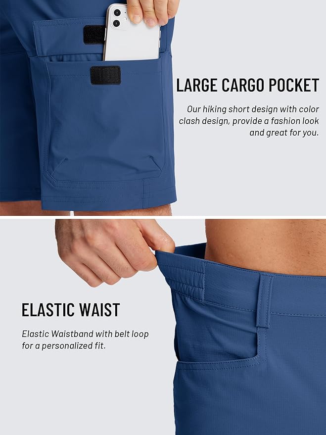 TACVASEN Men's Summer Outdoor Shorts Quick Dry Cargo Casual Work Hiking Shorts (NO Belt)