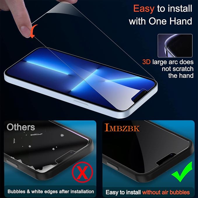 IMBZBK 3 Pack Screen Protector for iPhone 13 Pro Max