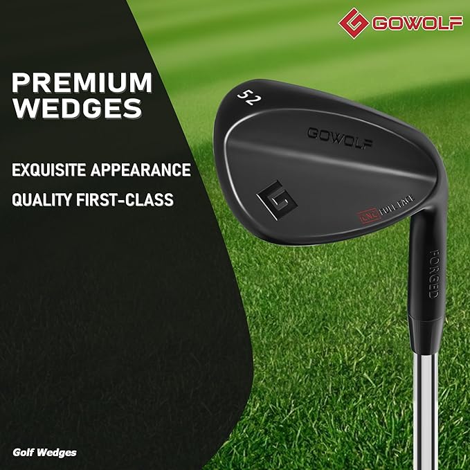 Gowolf Forged Golf Wedges 50/52/54/56/58/60/69 Degree Single or Sets for Men, Right Hand Premium Full Face Gap Wedge Sand Wedge Lob Wedge Golf Club, Great Golf Gifts - CNC Milled Face for More Spin