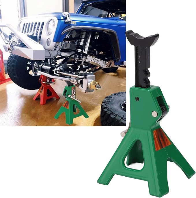 Simulation Jack Stand 75mm~102mm Adjustable Height RC Jack Stand Climbing Car Simulation Decorative Accessory Mini Lifting Jack for SCX10 D90 1/10 RC Car(Green)