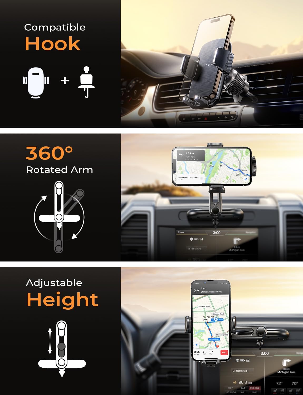 LISEN CD Phone Holder for Car Phone Holder Mount