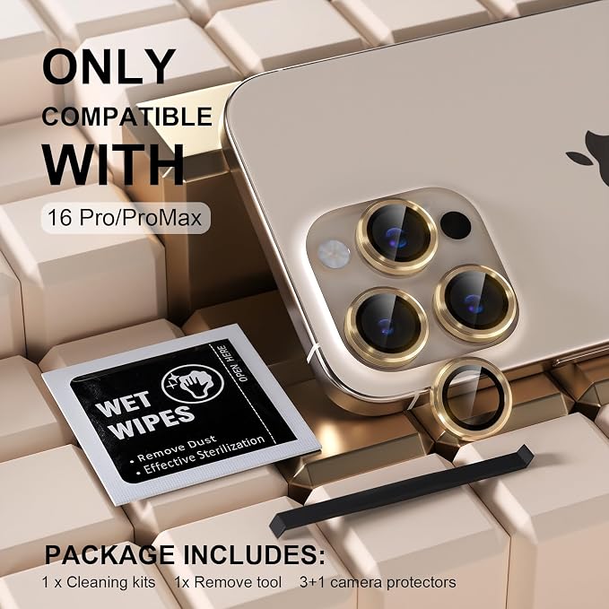 Misea Compatible for iPhone 16 Pro/iPhone 16 Pro Max Camera Lens Protector