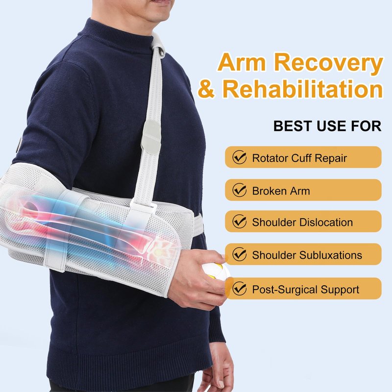 Shoulder Abduction Sling with Pillow - Arm Sling Shoulder Immobilizer for Injury Support - Abduction Slings Rotator Cuff Shoulders Brace for Sublexion, Surgery, Dislocated and Broken Arm (Gray)
