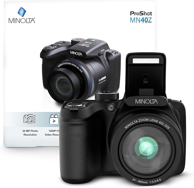 Minolta MN40Z 20MP Digital Camera – 40x Optical Zoom, 1080p FHD Video, 3.0" LCD