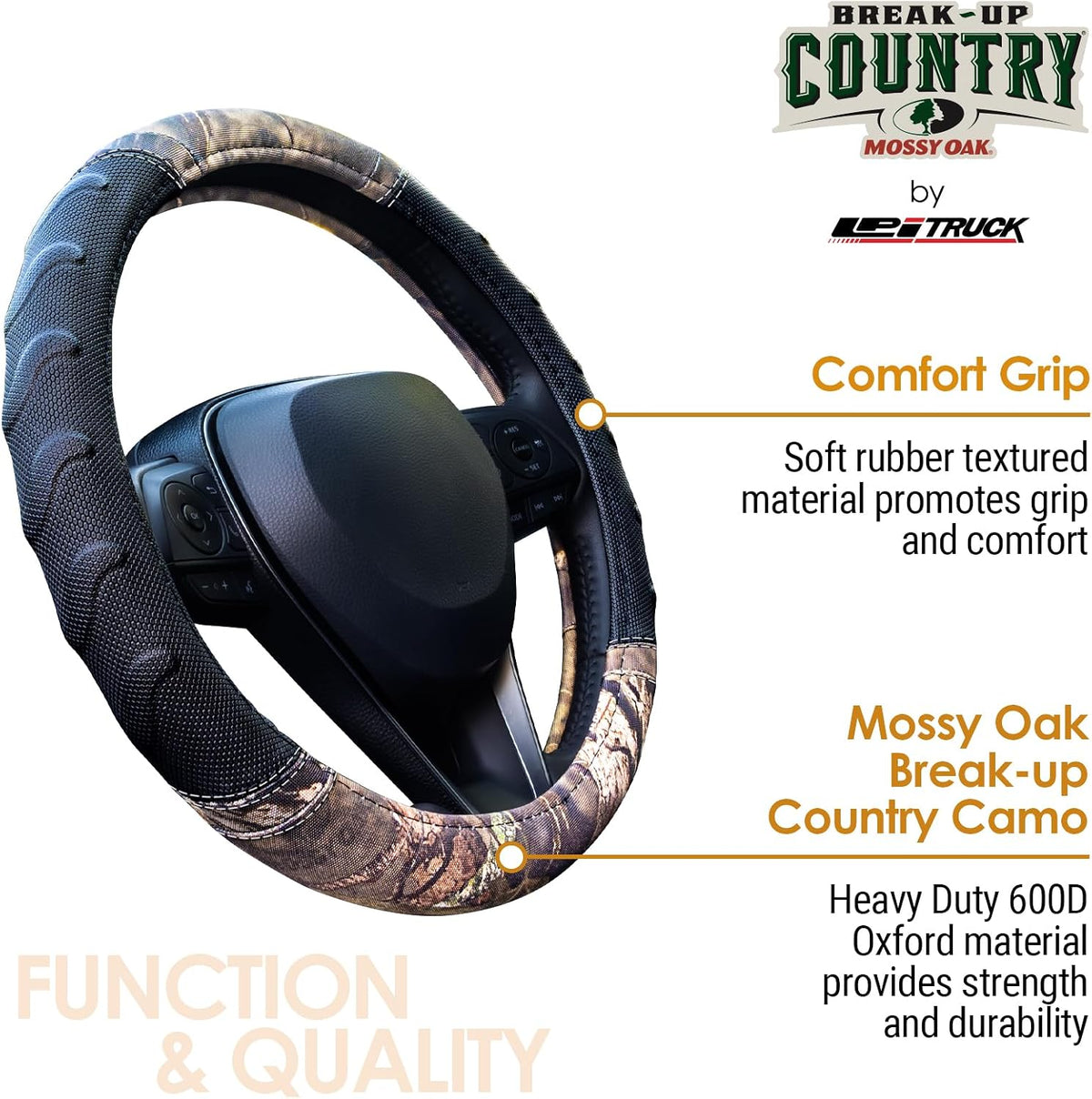 Mossy Oak Break-Up Steering Wheel Cover for Trucks & SUVs, Fits 15.5"-16"