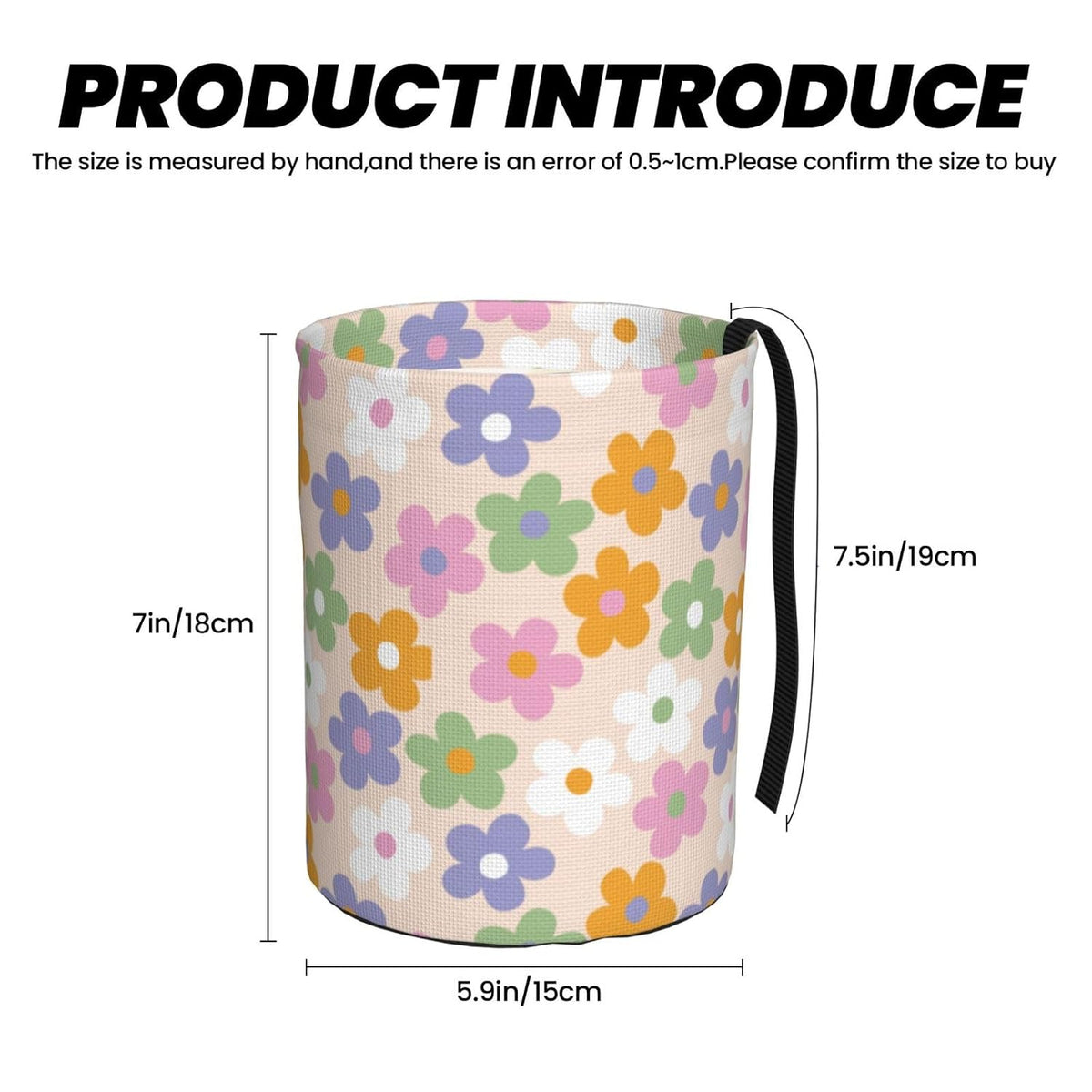 Cute Flowers Floral Car Trash Can Collapsible Garbage Can,Hanging Trash Bag Water Proof with Suitable for Storage for Car Interiors,Home