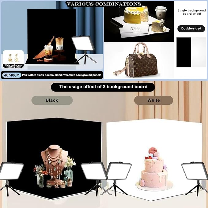 14PCS Absobent Black Flocked Photography Backdrop Boards