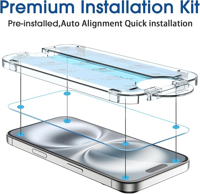 amFilm Auto-Alignment OneTouch for iPhone 16 Screen Protector + Camera Lens