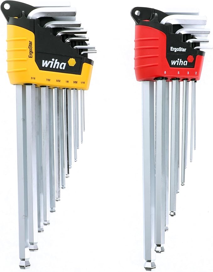 Wiha 66992 MagicRing Ball End Hex L-Key Set, 22 Piece, Inch & Metric, Free-Hand Grip, Hardened Tool Steel