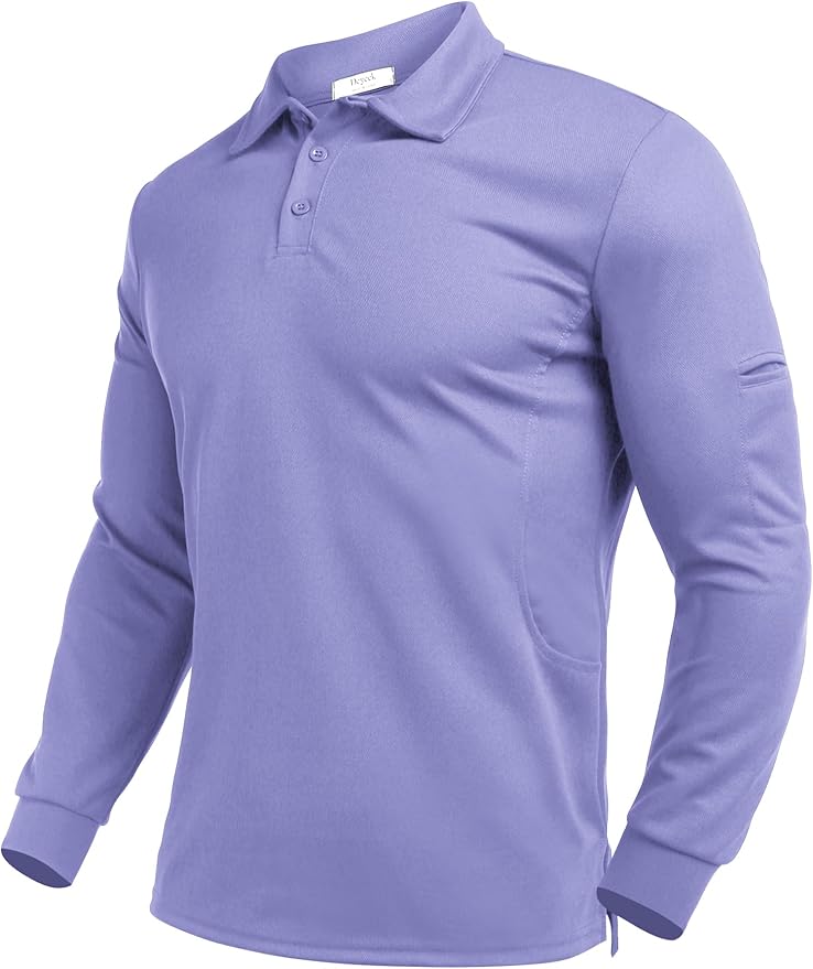 Deyeek Men's Polo Shirts Long Sleeve Golf Polo Shirts for Men Quick Dry UPF 50+ Sun Protection Polos Casual Collared Shirts
