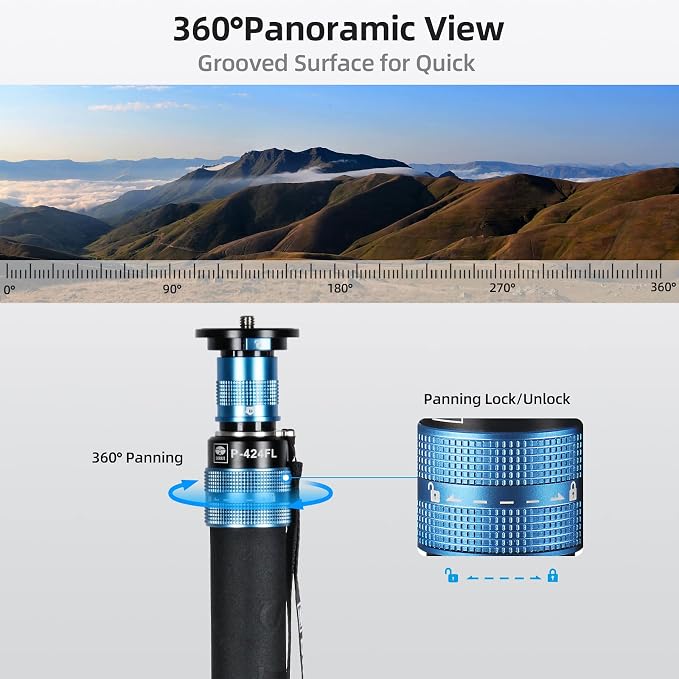 SIRUI P-424FL Carbon Fiber Camera Monopod Kit, Tripod Base, Flip Locks