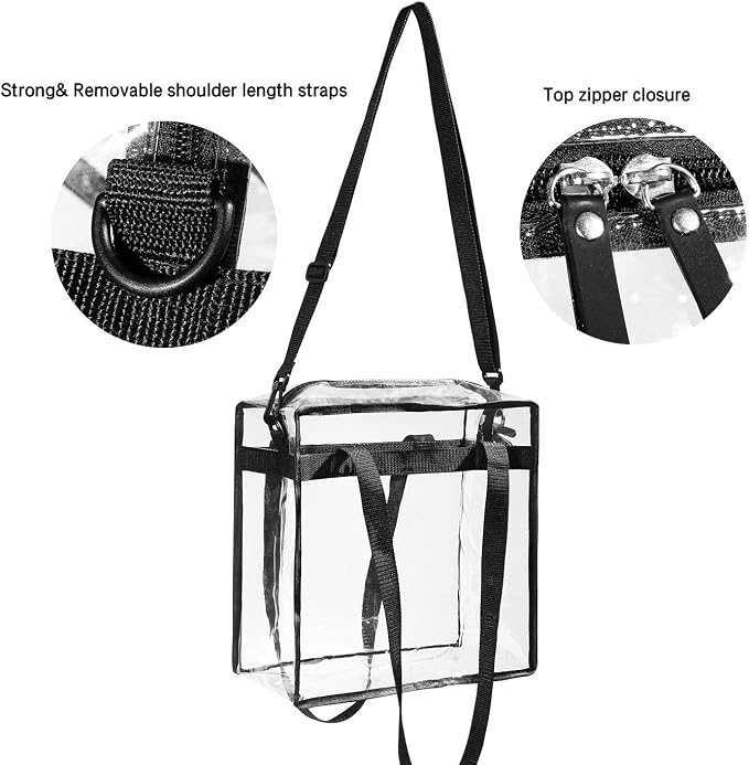 BAGAIL Clear Bags 12x6x12 Stadium Approved Clear Tote Bag