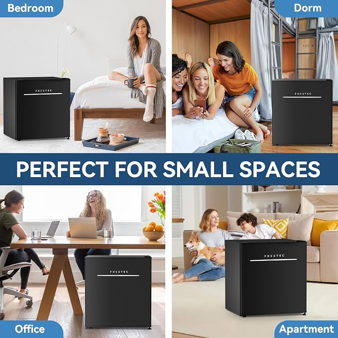 1.7 Cu.Ft Mini Fridge with Freezer, Mini Fridge for Bedroom, Small Refrigerator, Dorm Refrigerators with Freezer, Compact Refrigerator for Office, Apartment, Bedroom (Black)