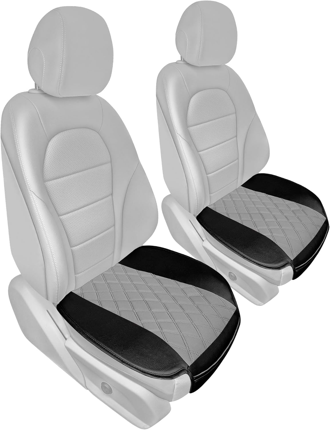 FH Group Car Seat Cover Cushion - 2 Pack Seat Covers for Cars Trucks SUV, Faux Leather Car Seat Cushions, Waterproof Car Seat Cover Cushion, Universal Fit Car Seat protector Front Set Gray