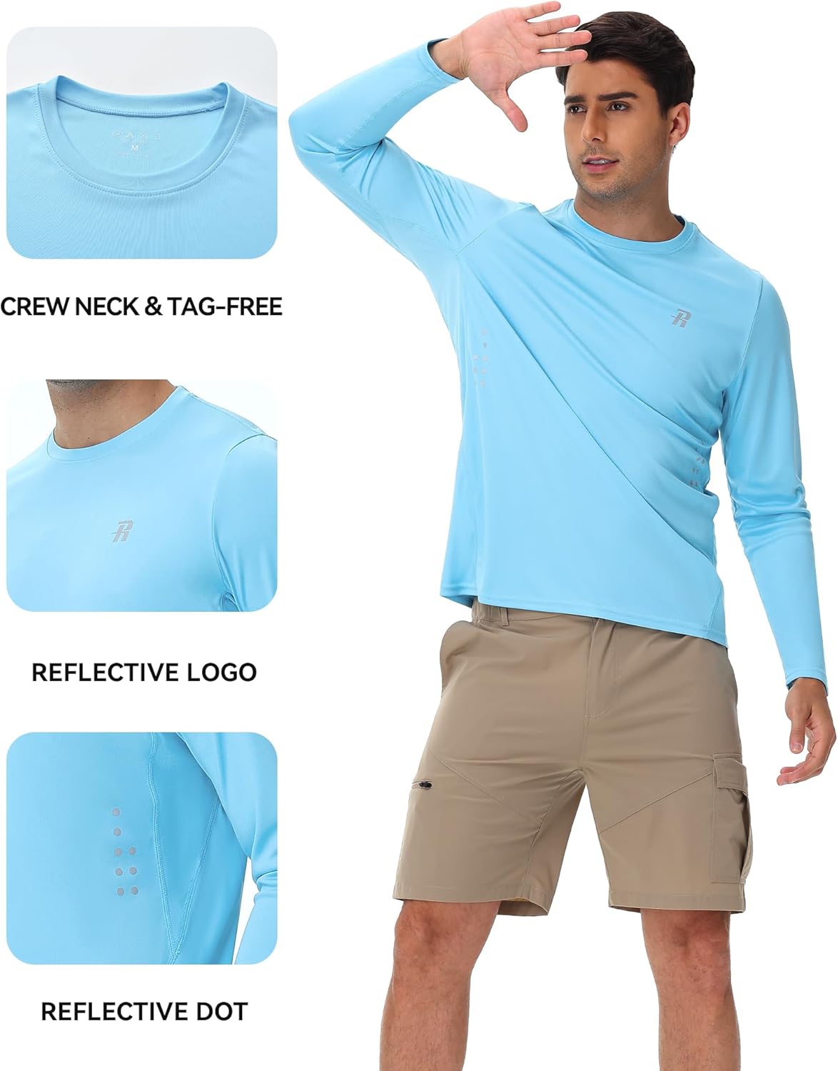 Runhit Men's UPF 50+ Sun Protection Shirt - Lightweight Long Sleeve UV Swim & Hiking Rash Guard