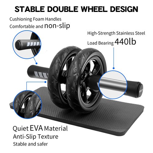 FEELCAT Convertible Ab Wheel Roller,Abs & Core Workout, Exercise Wheel with Knee Pad, Double Wheel Set with Dual Fitness Strength Training Modes at Gym or Home (Red Double Wheel)