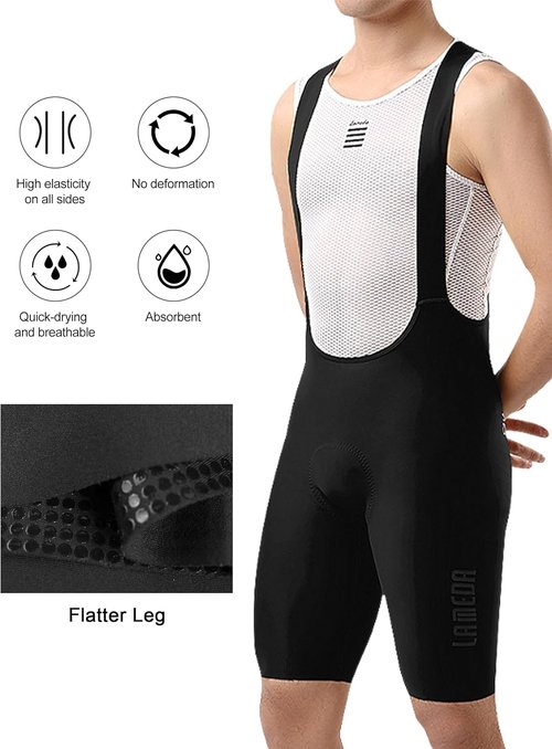LAMEDA Men's Cycling Bib Shorts - Lightweight Padded Breathable Bike Tights for Road & Gravel Biking