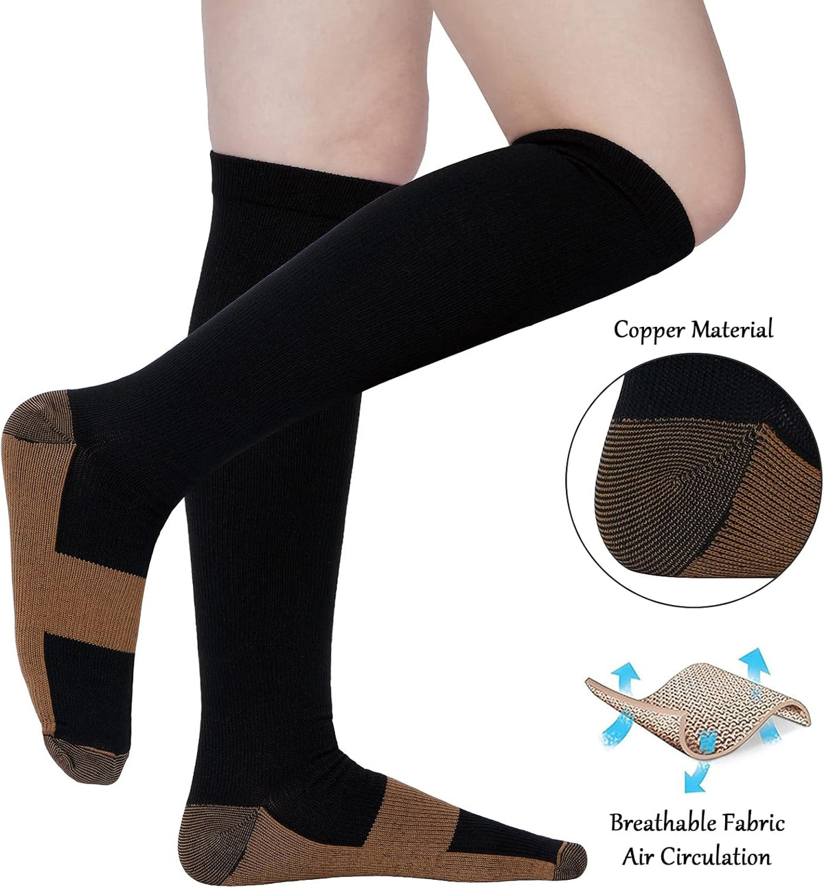Skiennix Copper Compression Socks - 8 Pairs for Enhanced Circulation | Unisex Design