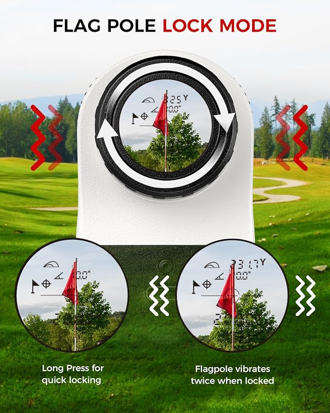 Golf Rangefinder with Slope - 1200 Yards Laser Range Finder with Flag Pole Locking Vibration, 7X Magnification rangefinder with Magnet Stripe