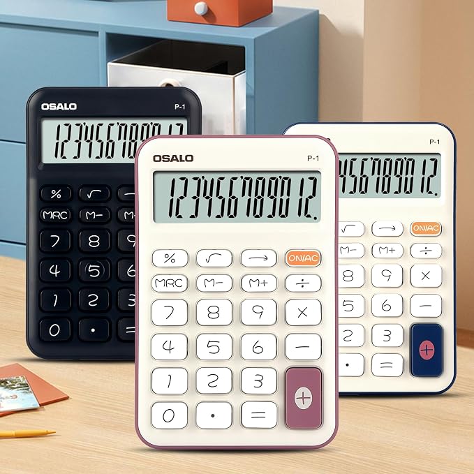 Pendancy Small Desk Calculator Cute, 12 Digit LCD Display, Basic Function