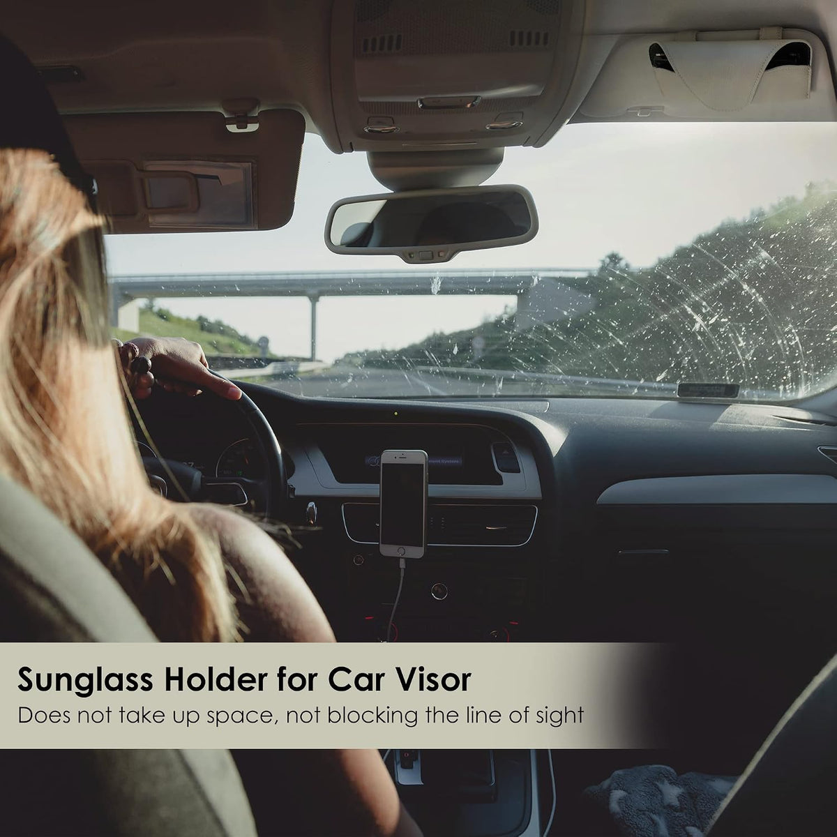 Magnetic Sunglass Holder for Car Visor Clip, Leather Car Glasses Holder, Visor Accessories Eyeglasses Holder Glasses Storage Case (02-Grey)