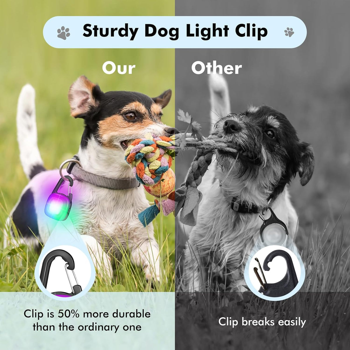 Skiennix Dog Lights - 2 Pack LED Rechargeable Safety Collar Lights with 4 Modes | IP68 Waterproof for Night Walking & Outdoor Activities