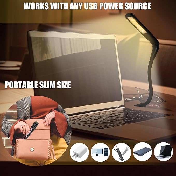 USB LED Light for Laptop Lamp, Brighter Gesture Sensing USB Lights 3 Color Temp Stepless Dimming Brightness USB Reading Lamp Eye-Care Flexible Portable Lights for laptop Keyboard Reading Camping