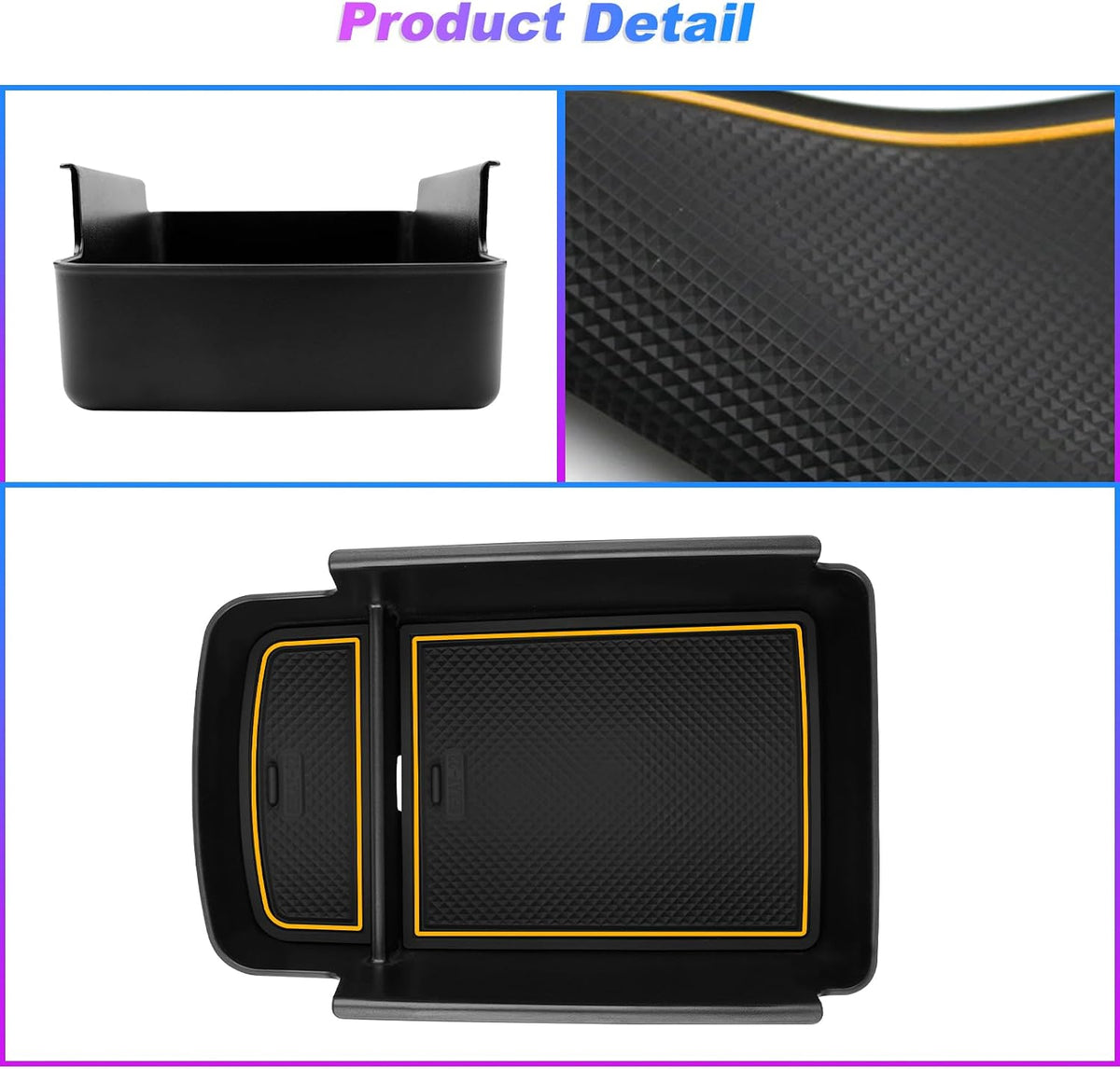 SXCY Fit for 2024-2026 Buick Envista Armrest Storage Box,Console Organizer Tray for 2024-2026 Envista Accessories, Console Tray for 2024 Envista Console Organizer (yellow)