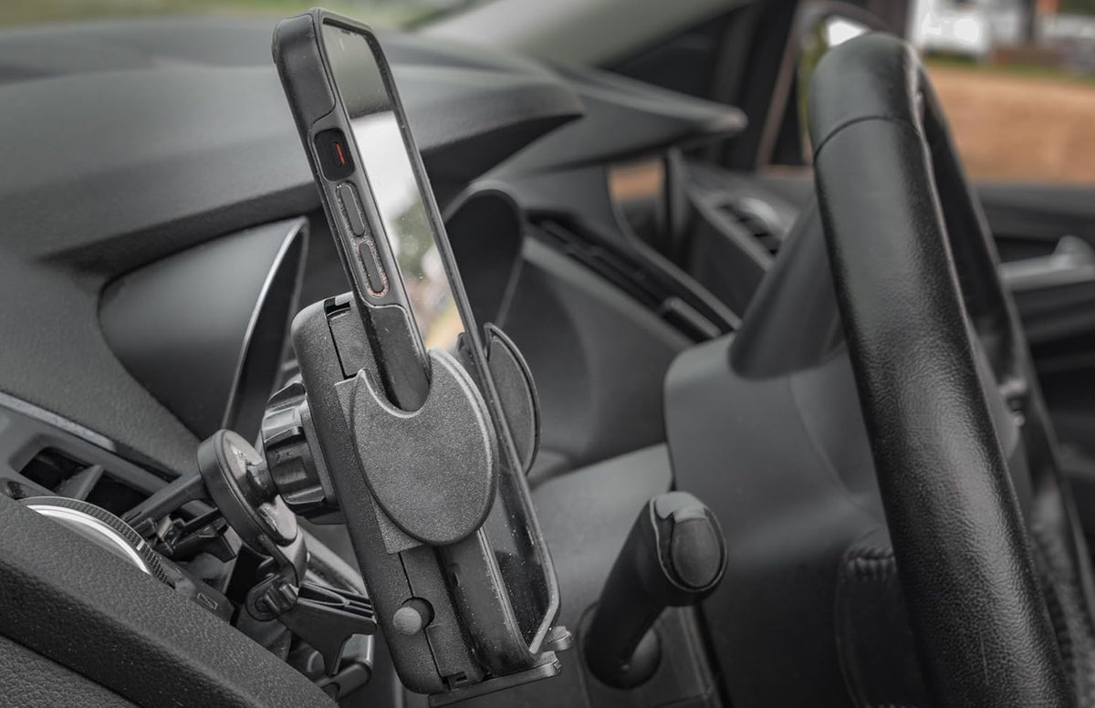AutoExec Reach Desk Front Seat Car Desk and Portable Workstation with Phone Mount and Phone Vent Clip, Black