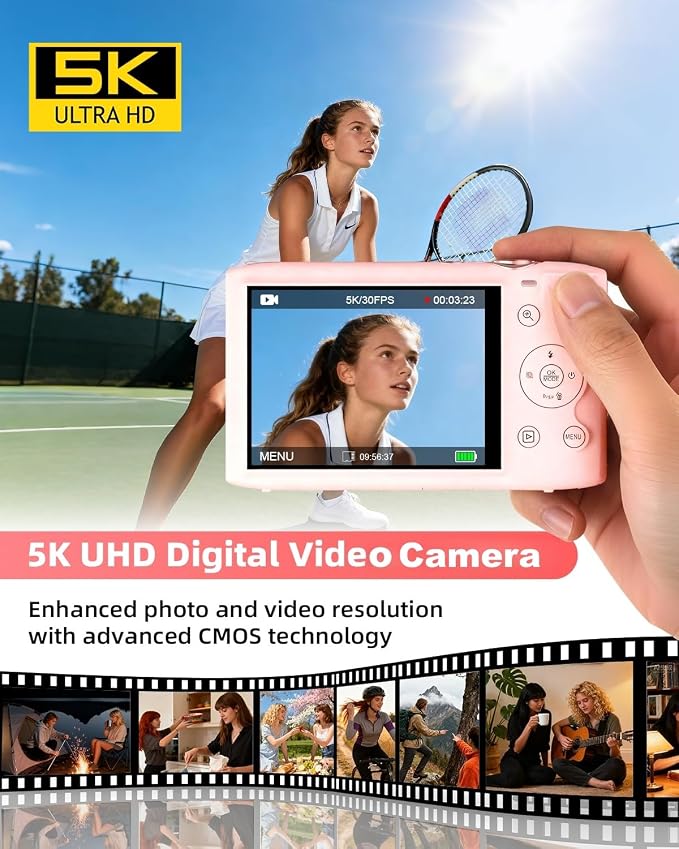 5K Digital Camera for Photography, 72MP Autofocus WiFi Vlogging Camera for