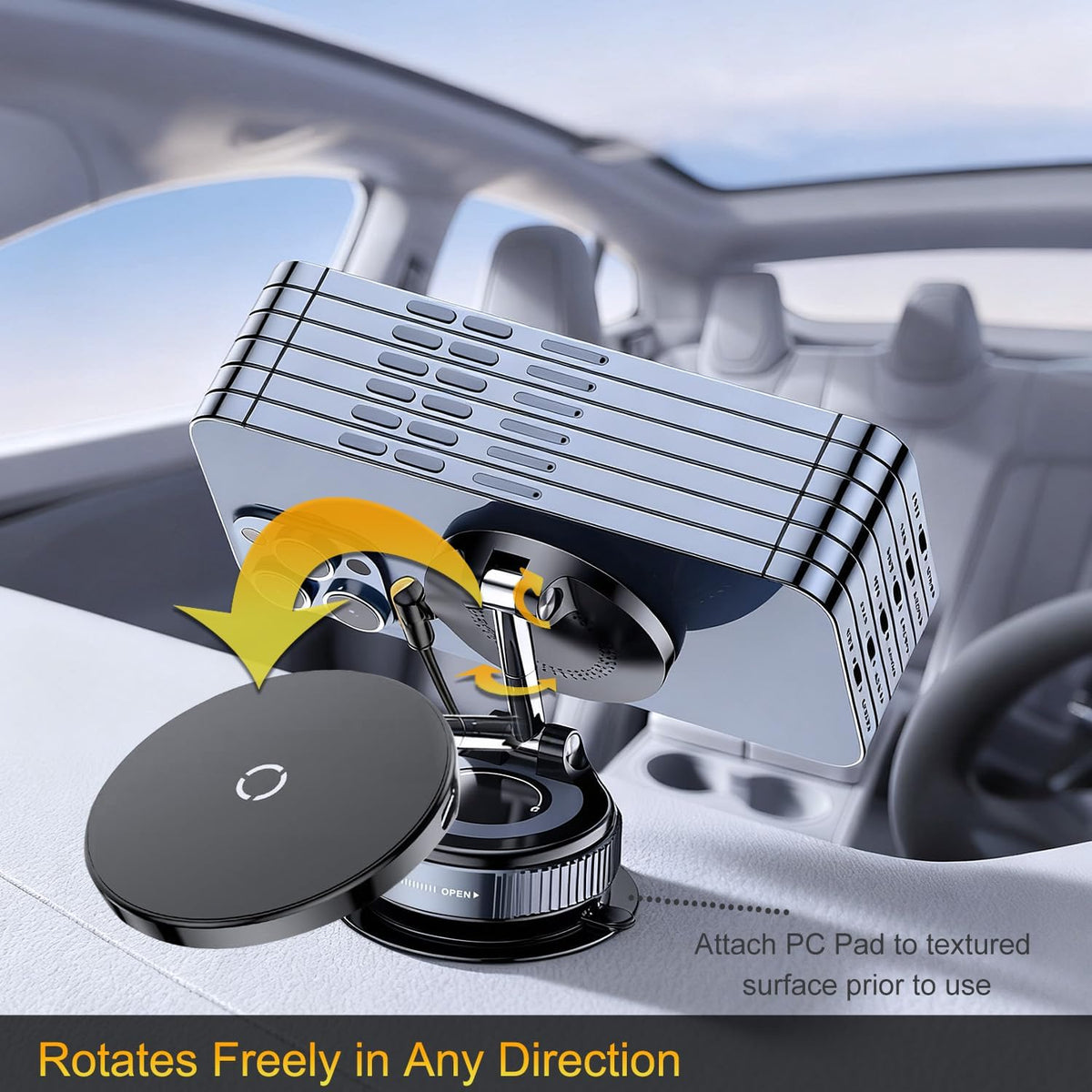 15W for MagSafe Car Mount Charger, 98LBS Suction Cup Phone Mount