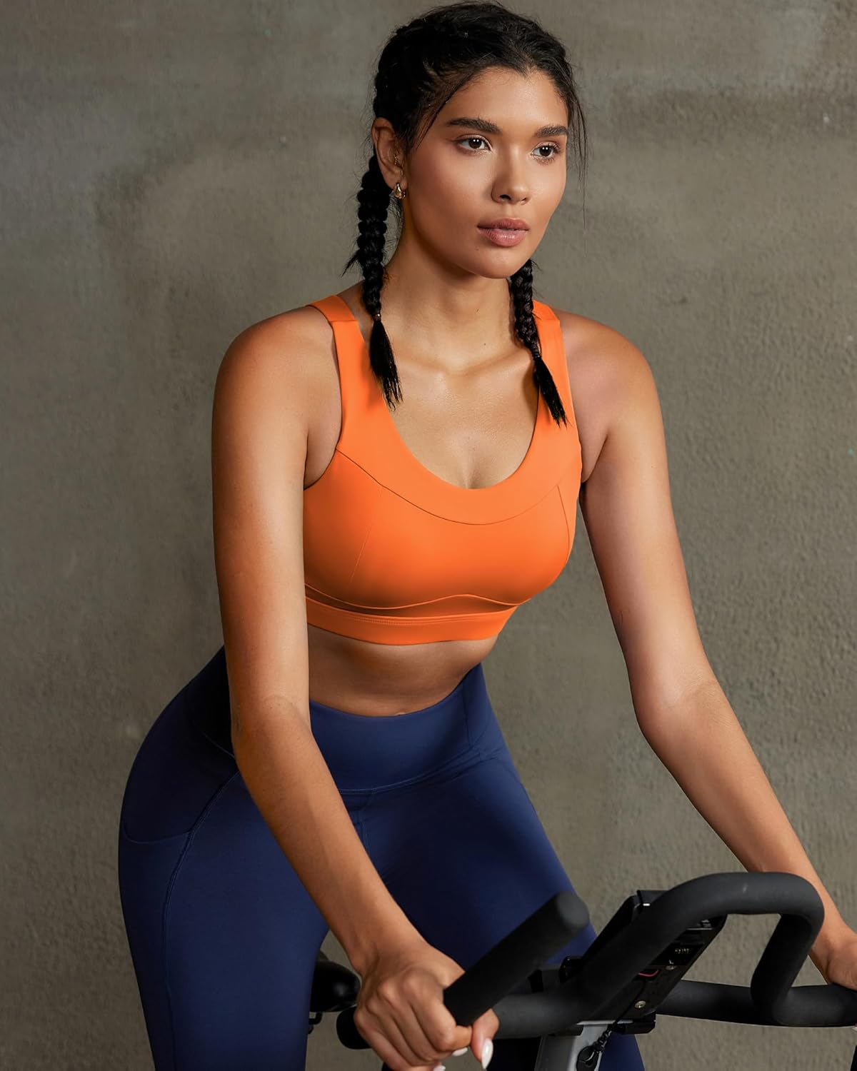 RUNNING GIRL High Impact Sports Bra - Racerback Workout Crop Top for Women | Push-Up Longline Design