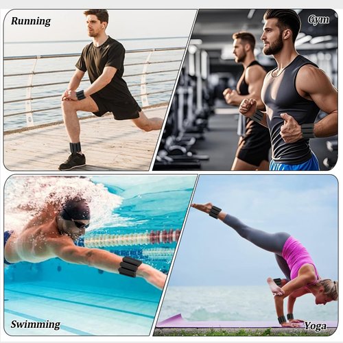 Black Wrist Weights for Men & Women,Durable Adjustable Design, Ankle Weights Optional Set of 2 (1LB Each),Perfect For Gym Workout Yoga,Walking