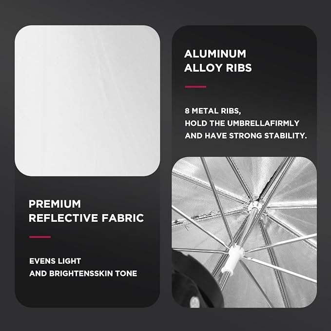 43" Black/Silver Reflective Umbrella Kit