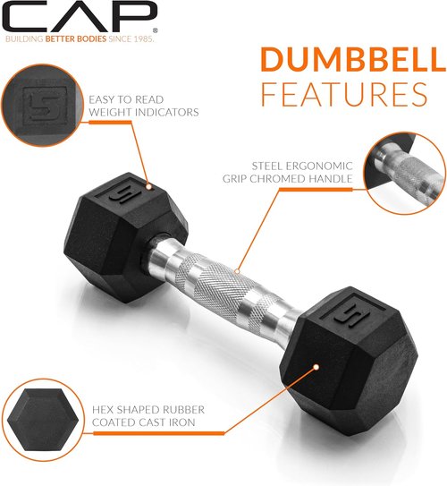 CAP Barbell Coated Dumbbell Weights - Versatile Options for Home Gym | Multiple Pairs & Sets Available