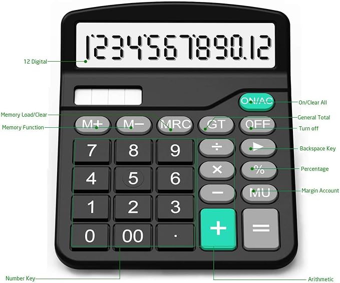 Calculator, Splaks 2 Pack Standard Functional Desktop Calculators Solar and AA