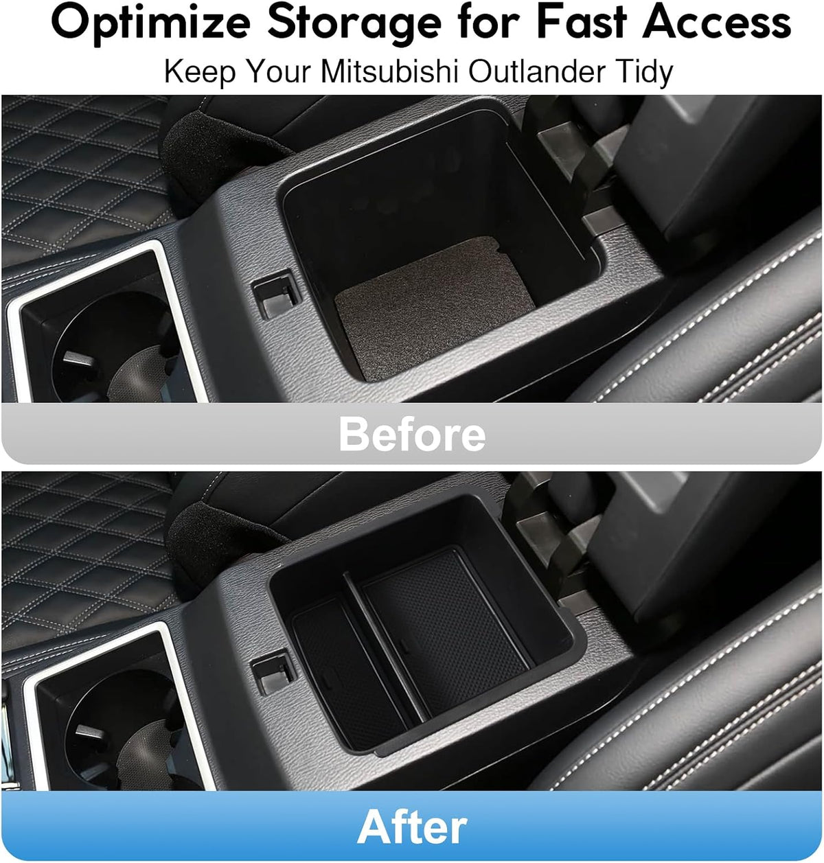 Center Console Organizer Tray for Mitsubishi Outlander 2022-2025 2026 Accessories (NOT for Outlander Sport), Armrest Storage Box Insert Tray with Non-Slip Smooth Silicone Liners Car Organizer