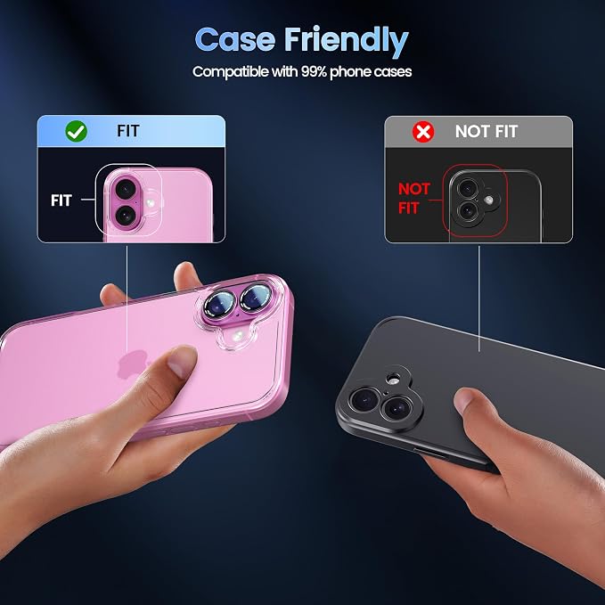 CACOE Camera Lens Protector for iPhone 16/16 Plus/17