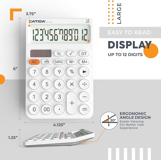 CATIGA 12 Digit Desktop Calculator Basic Desk Calculator