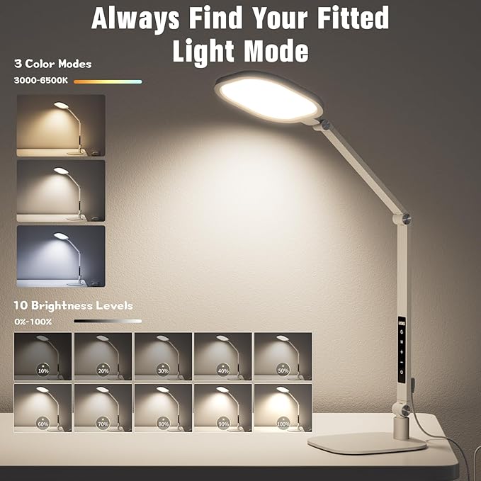 LitONES LED Desk Lamp for Home Office, 15W Desk Light