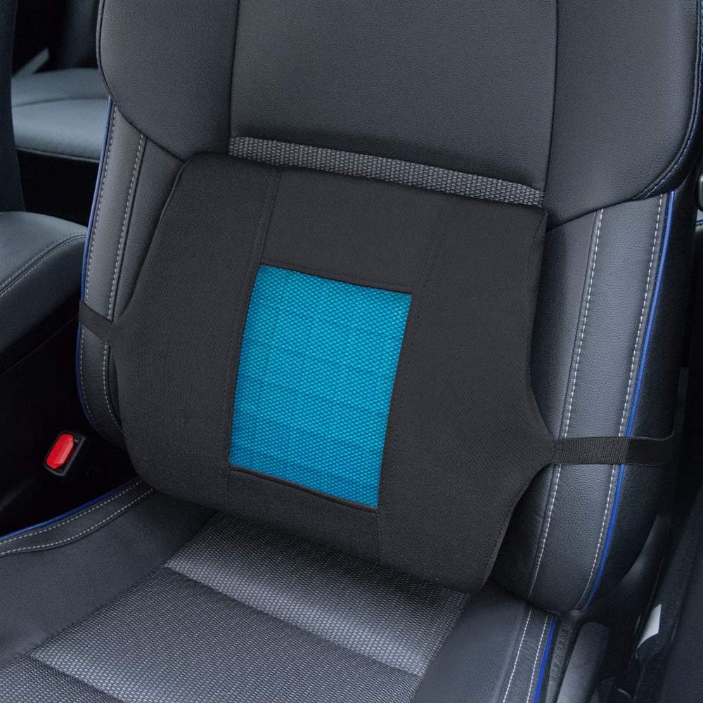 Motor Trend Cooling Car Lumbar Support Cushion - Made with Memory Foam for Maximum Coccyx Comfort & Back Tailbone Pain Relief, Ideal for Car and Office Chairs (MTCG-100)