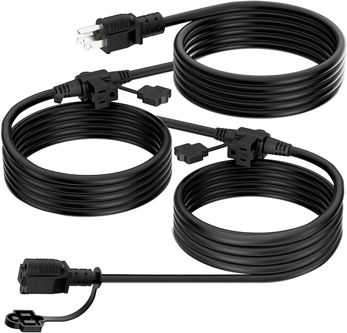K KASONIC - Outdoor Extension Cord 25 FT, Evenly Spaced 3 Outlets Plugs, 16/3 SJTW Weatherproof Multiple Outlets Wire for Landscaping Light, Holiday Decoration and Christmas, ETL Listed, Black