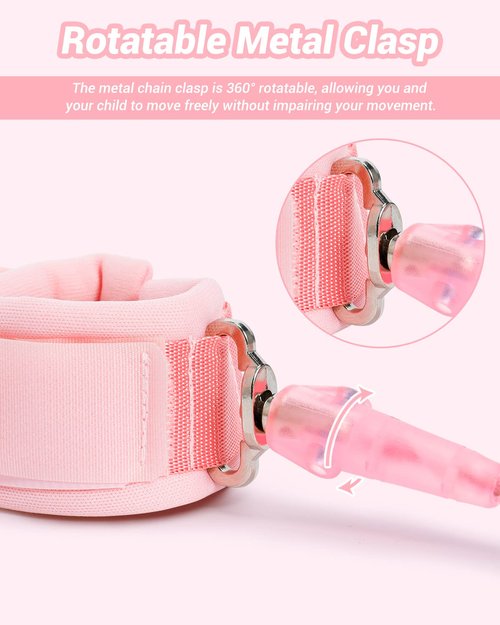 Dr.meter Anti-Lost Toddler Safety Leash - 2 Pack Reflective Walking Harness, 8.2ft Length in Pink & Blue