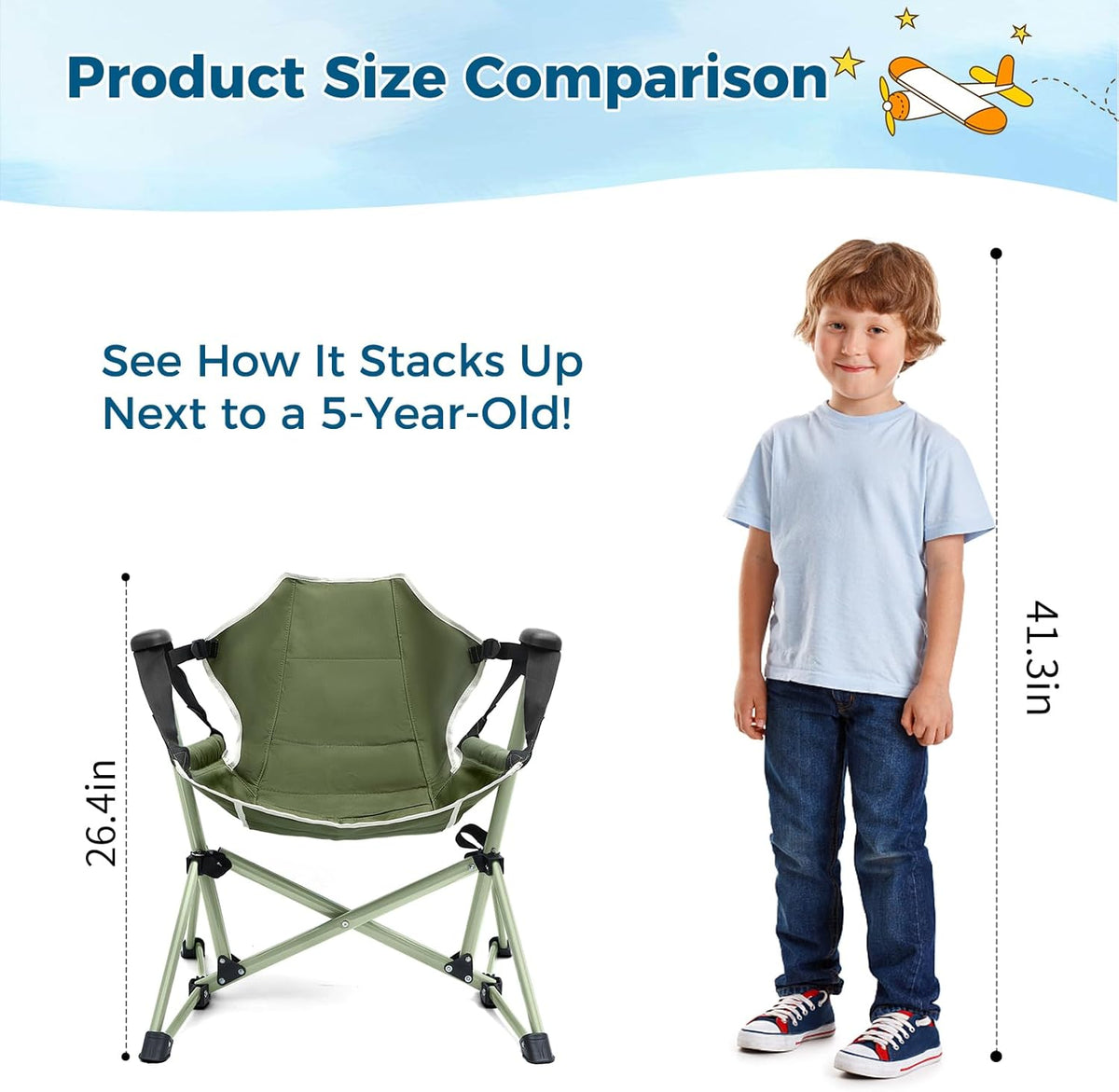 Skiennix Kids Hammock Chair - Adjustable & Portable Folding Camping Chair | Green, Supports 135 LBS