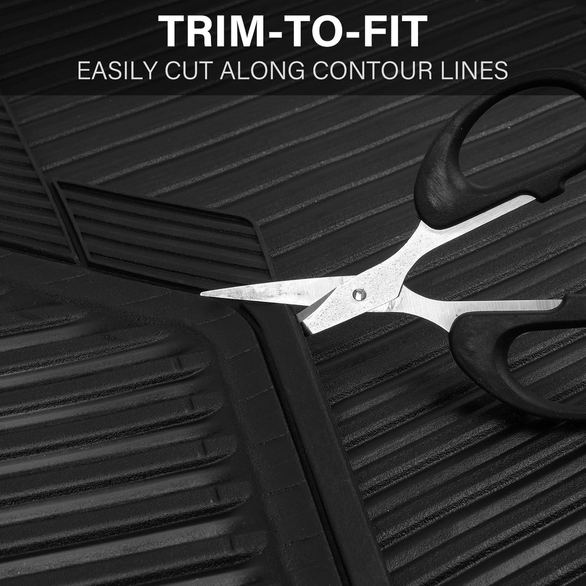 CAR PASS Rubber Floor Mats, All Weather Full Set 4-Piece, Waterproof Automotive Mats Trim to Fit Most Cars Sedans SUVs Vans, Heavy Duty Anti-Slip Easy Clean, All Black