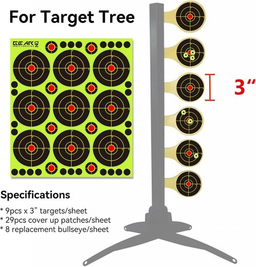GearOZ Bullseye Splatter Target Stickers - 90-225 PCS Adhesive Shooting Targets for BB & Airsoft | Yellow Impact