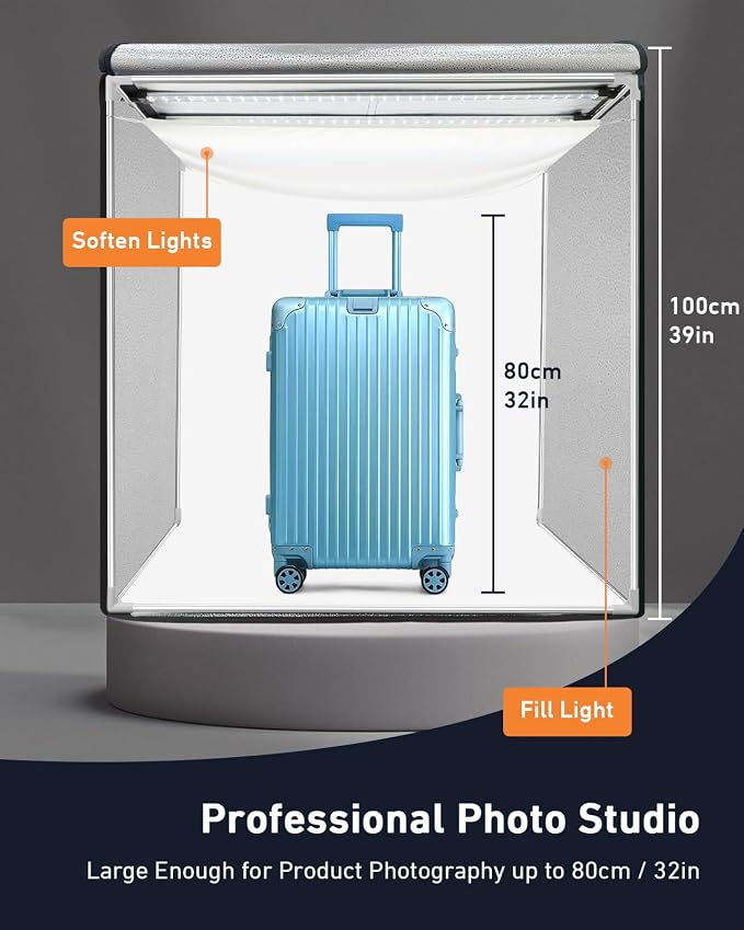 DUCLUS Light Box Photography 39×39 inch, 210 LED Large Photo Light Box