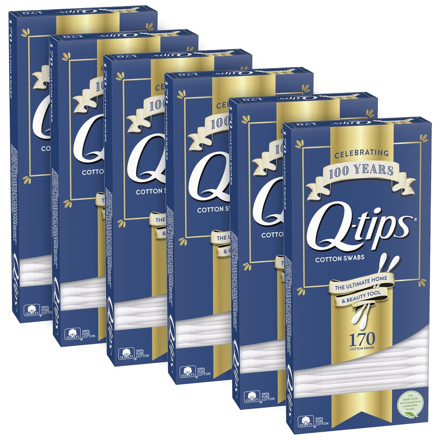 Q-Tips Cotton Swabs, Original 100% Cotton Swab Sticks With Soft Cotton Tips, Household Cleaning, Beauty & Personal Care, 170 Cou