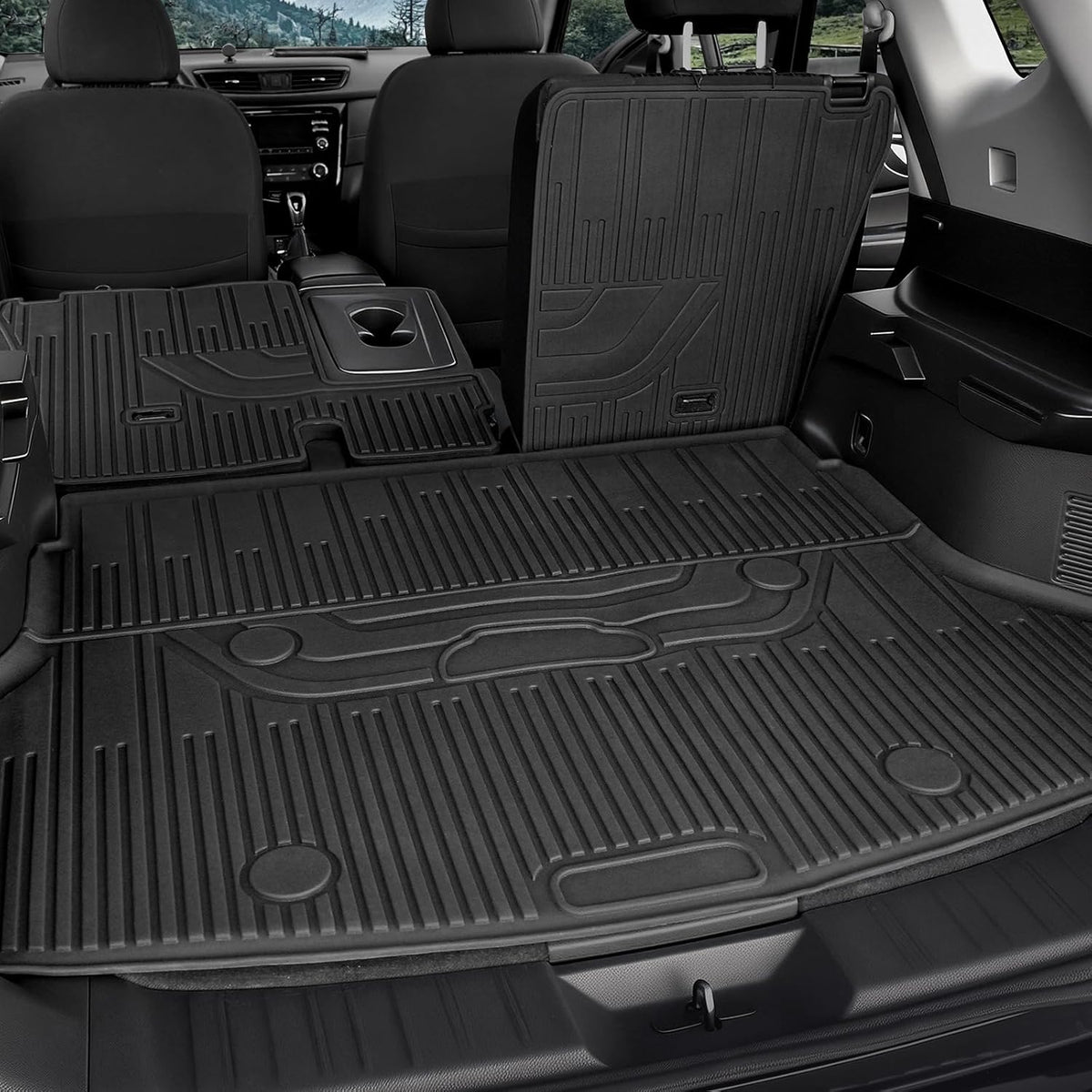 Floor Mats for Nissan Rogue 2014-2020, All Weather Floor Mats Trunk Cargo Liner and Door Sill Guards Accessories, Full Coverage Set (Not for Sport)